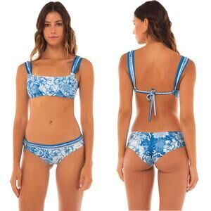 Agua Bendita Selena Wats Bikini Top & Ilu Wats Bikini Bottom Floral Swim Set M